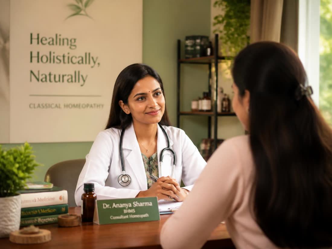 A Yours Clinic homeopath in consultation with a patient