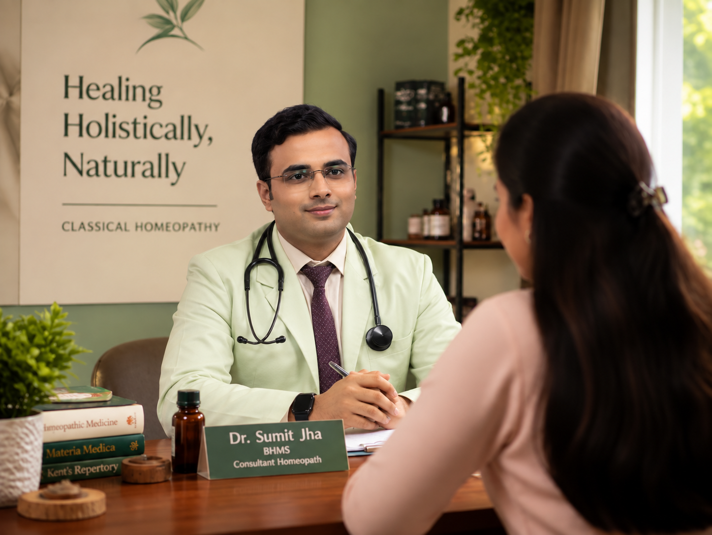 Dr. Sumit Jha in consultation with a patient at Yours Clinic